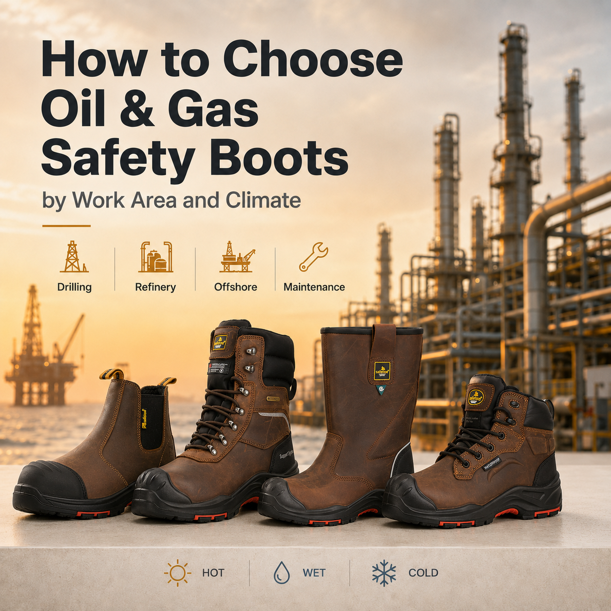 Comment choisir des bottes de sécurité pour le pétrole et le gaz par zone de travail et climat