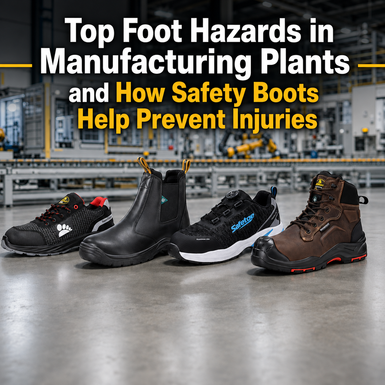 Principaux risques pour les pieds dans les usines de fabrication et comment les bottes de sécurité aident à prévenir les blessures
