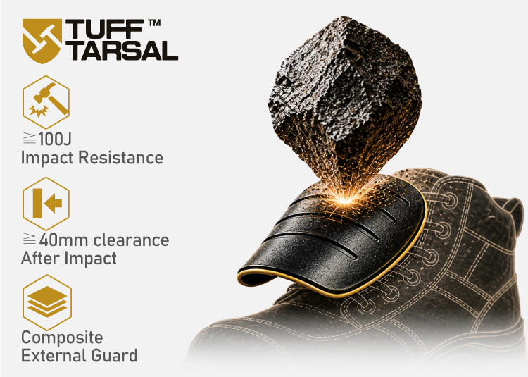 Technologie de protection métatarsienne TuffTarsal™ avec protection composite pour chaussures de sécurité résistantes aux chocs