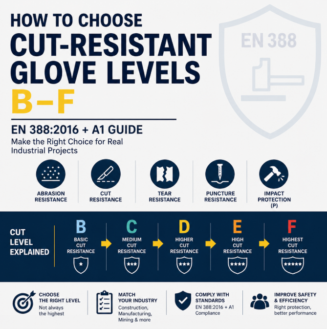 Comment choisir les niveaux de gants résistants aux coupures&nbsp;? Guide complet de la norme EN 388 Niveau de coupe B–F (Guide d'achat et d'appel d'offres industriel)