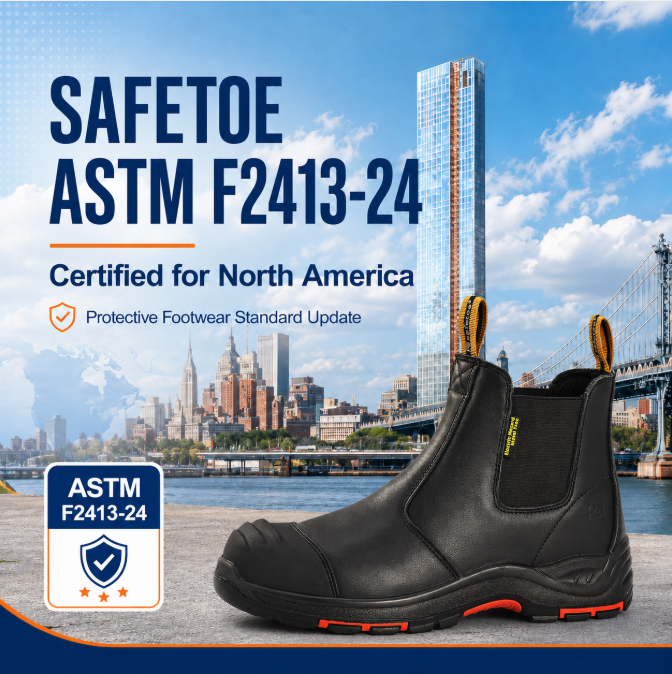 Les chaussures de sécurité SAFETOE obtiennent la certification ASTM F2413-24, garantissant une protection complète aux travailleurs nord-américains