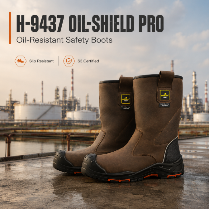 De nombreux travailleurs ont résolu le problème en optant pour les bottes de sécurité Oil-Shield Pro H-9437.