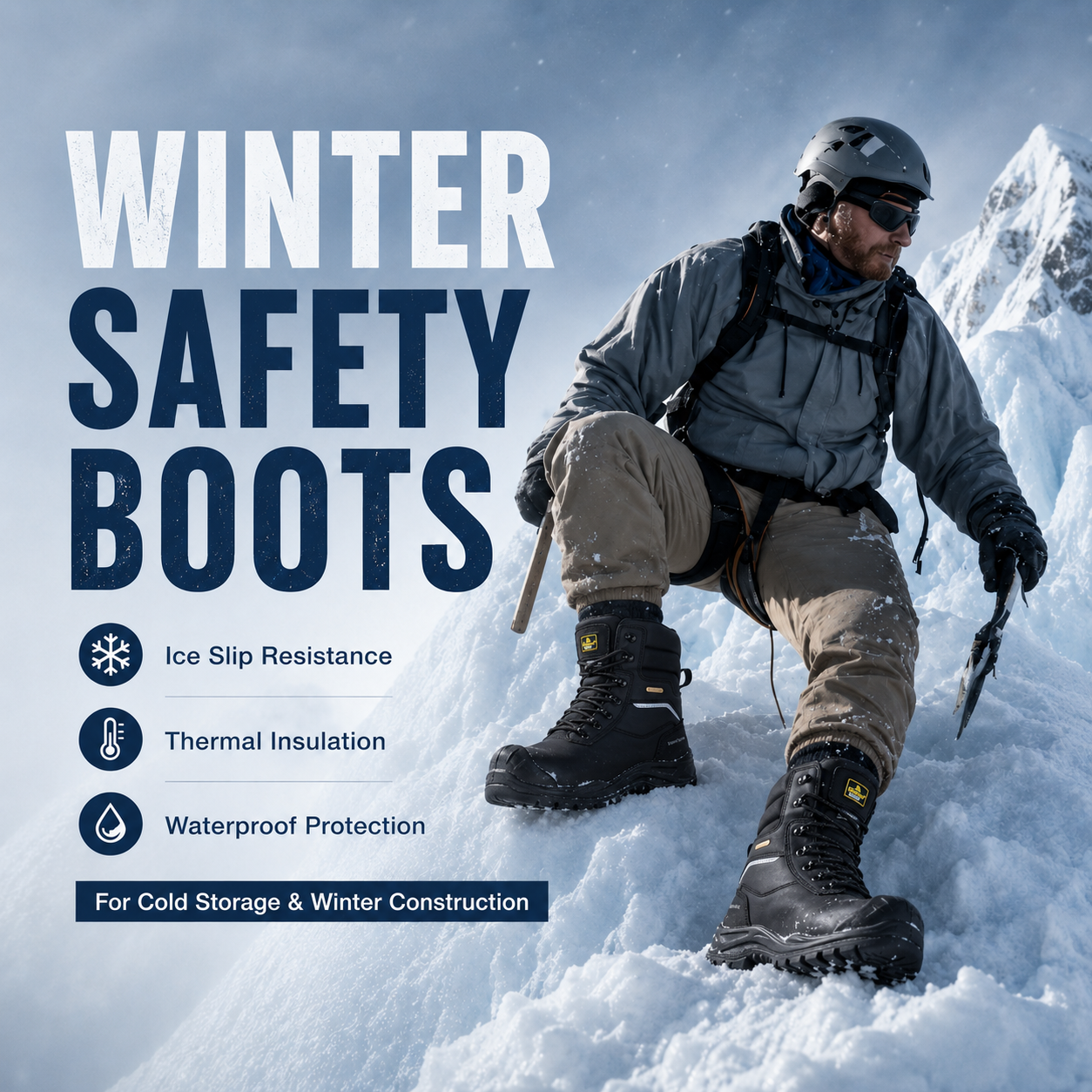 Bottes de sécurité antidérapantes sur la glace&nbsp;: Safetoe H-9552 IceGrip pour l'entreposage frigorifique et les travaux hivernaux